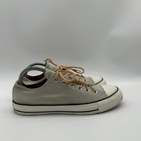 Mens 7 Women 9 Converse All Star Ox 153578F Gray Brown Leather Unisex Shoes - Picture 1 of 9